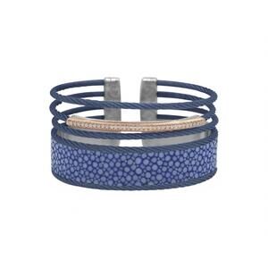 NEW ALOR women's multi strand cuff bangle in blueberry & rose